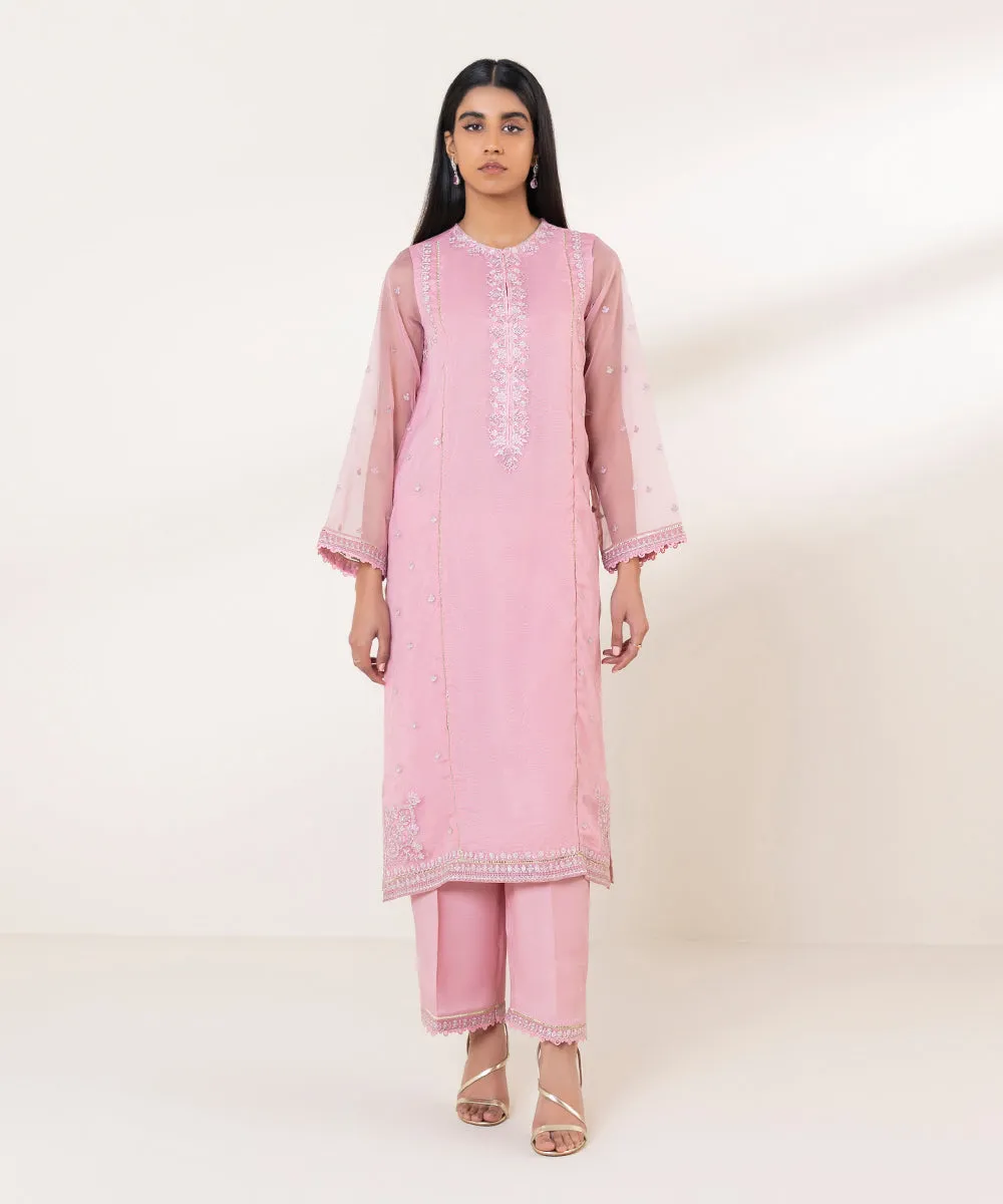 2 Piece - Embroidered Organza Suit