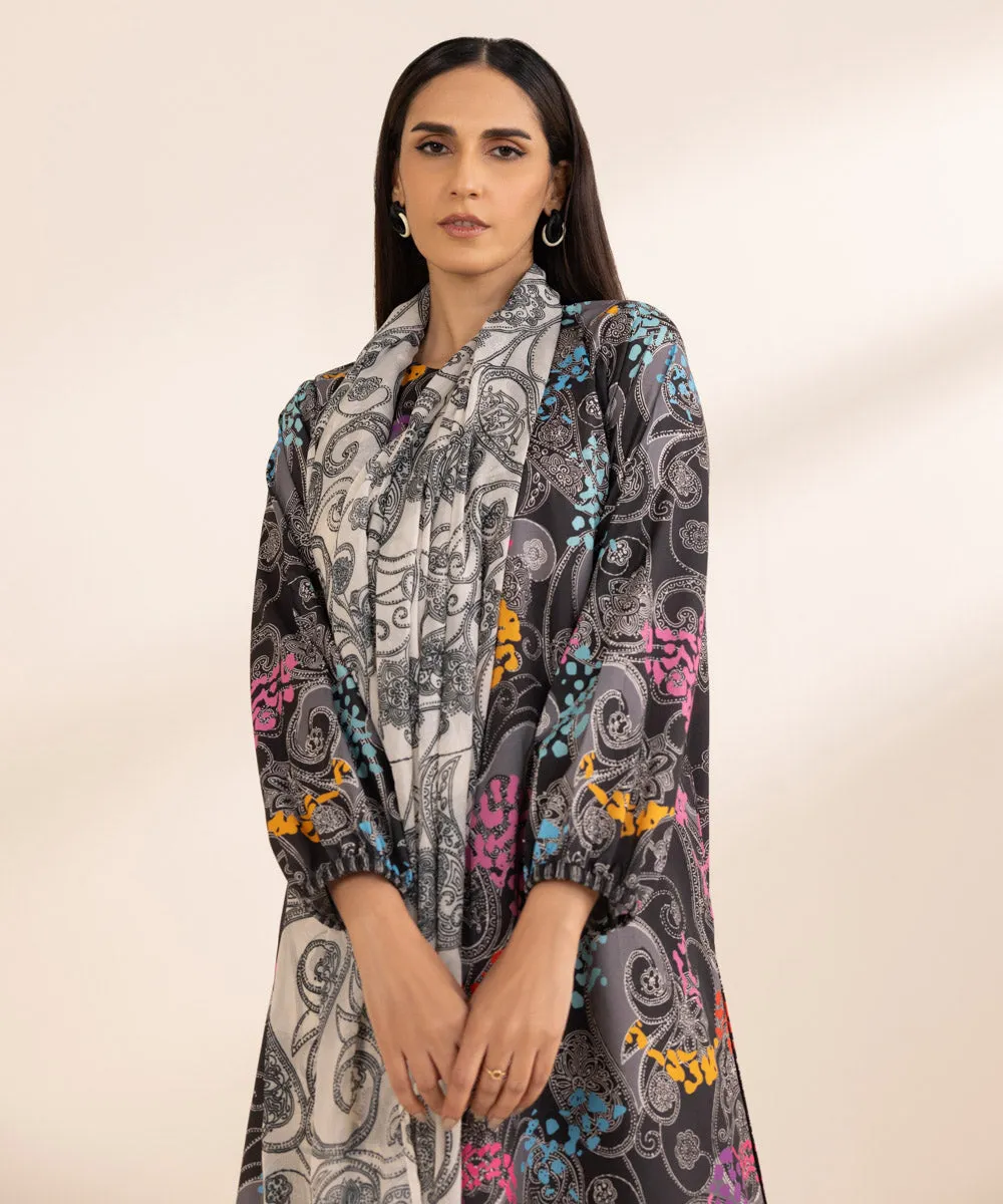 2 Piece - Printed Silk Suit