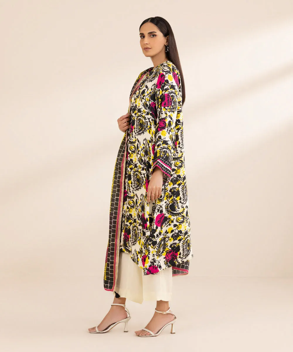 3 Piece - Printed Silk Suit