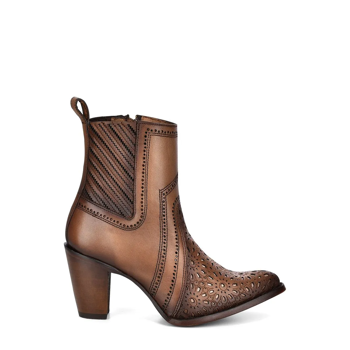 3F94RS - Cuadra brown western cowboy cowhide leather ankle boots for women