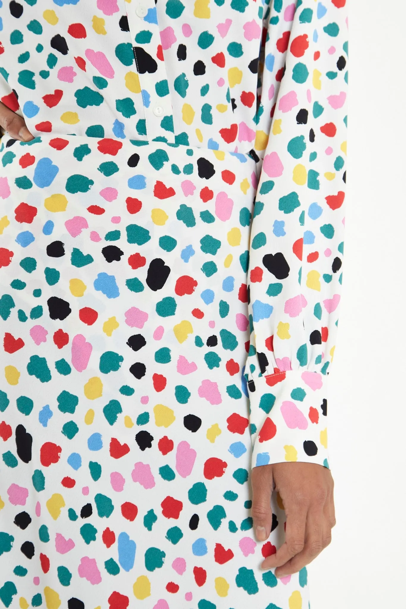 Abstract Spot Bias-Cut Maxi-skirt