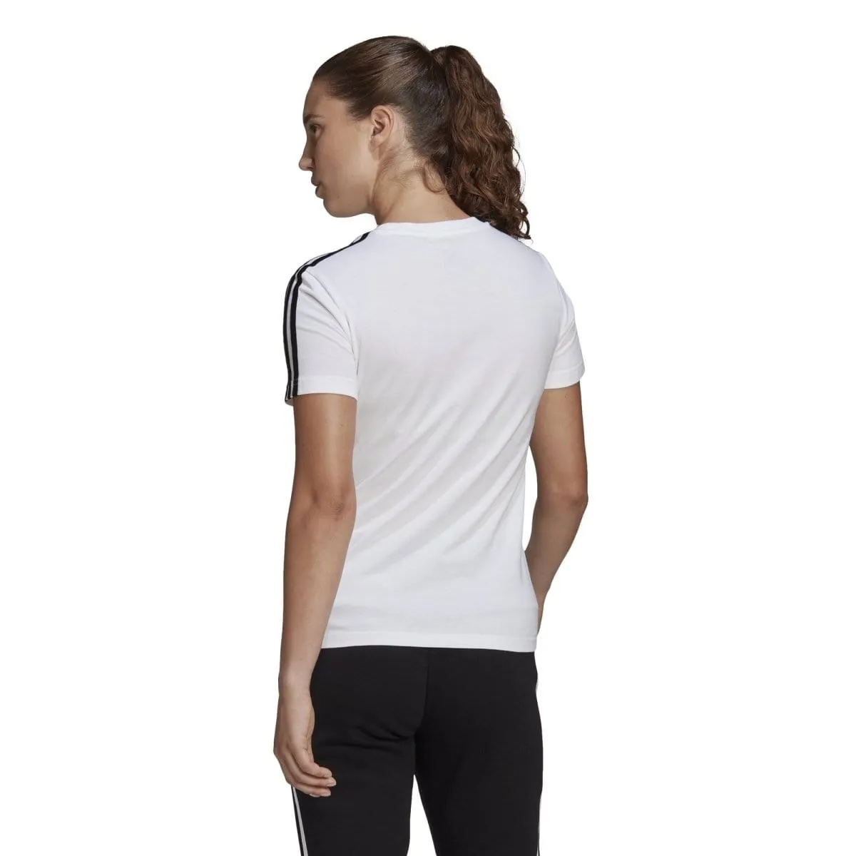 ADIDAS WOMEN'S ESSENTIALS SLIM 3-STRIPES WHITE TEE