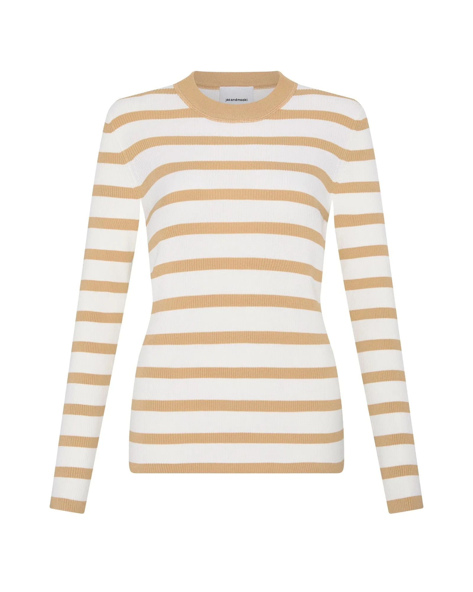 AGNES LONG SLEEVE KNIT TOP - CARAMEL STRIPE