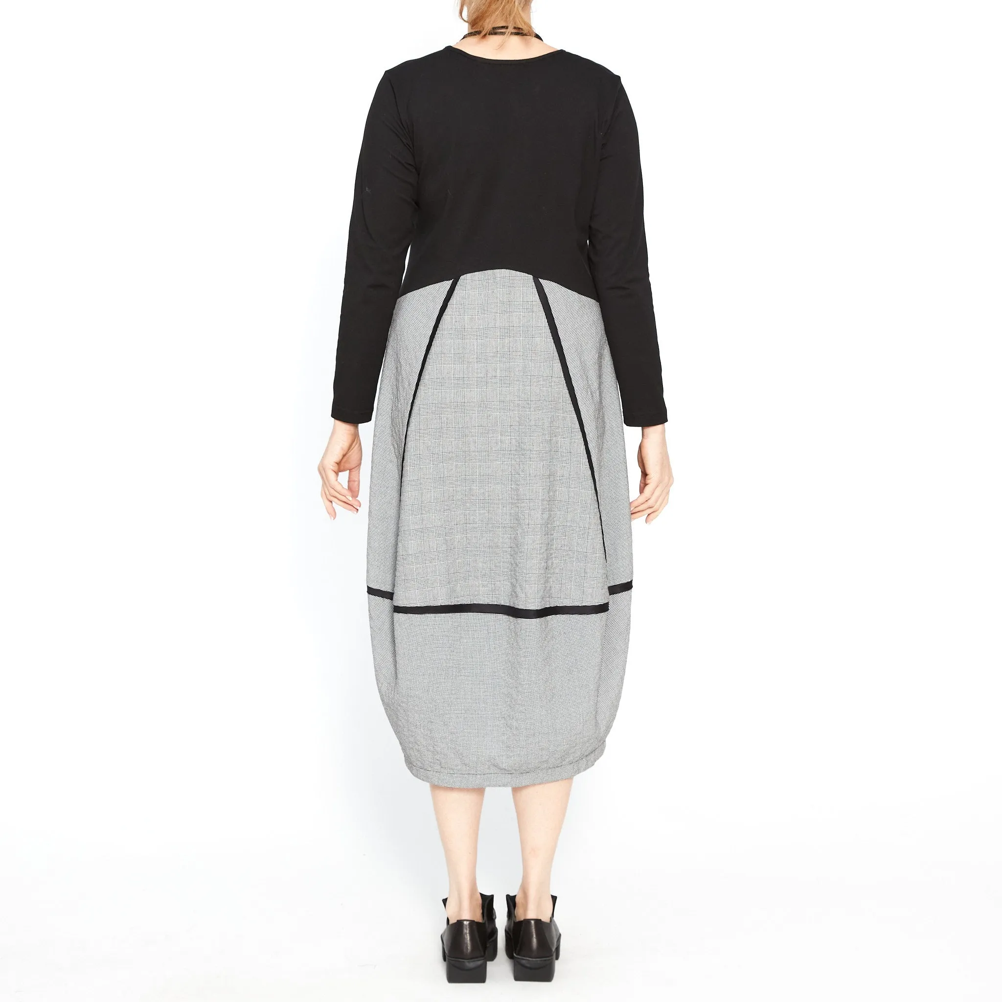 Archer Black & White Houndtooth Dress w/ Long Sleeves