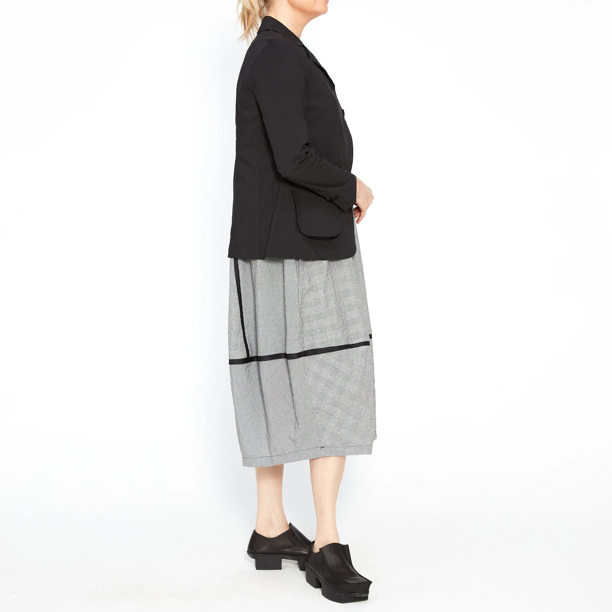 Archer Black & White Houndtooth Dress w/ Long Sleeves