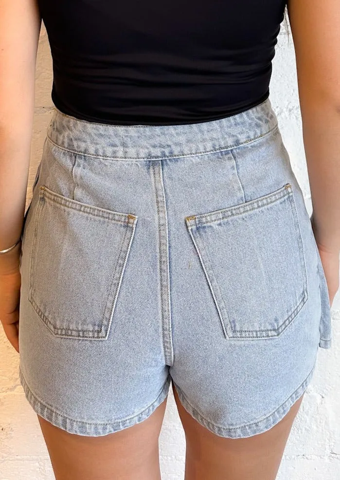 Astrid High Waist Denim Mini Skort