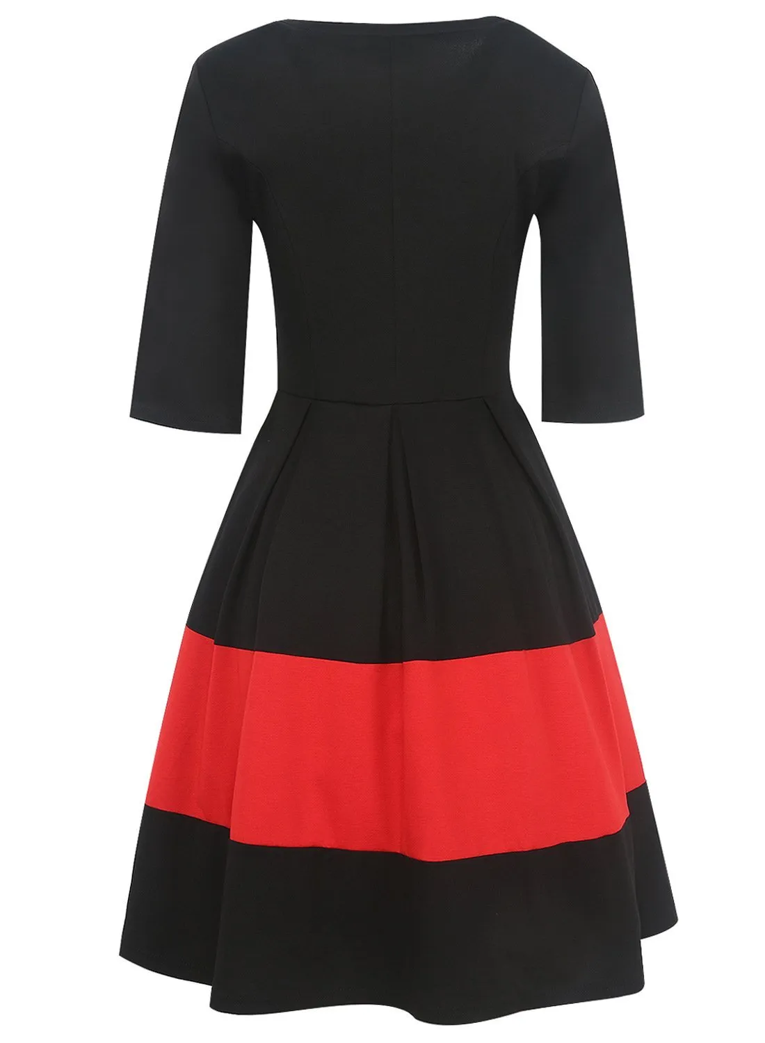 Black & Red Pleated A-Line Dress