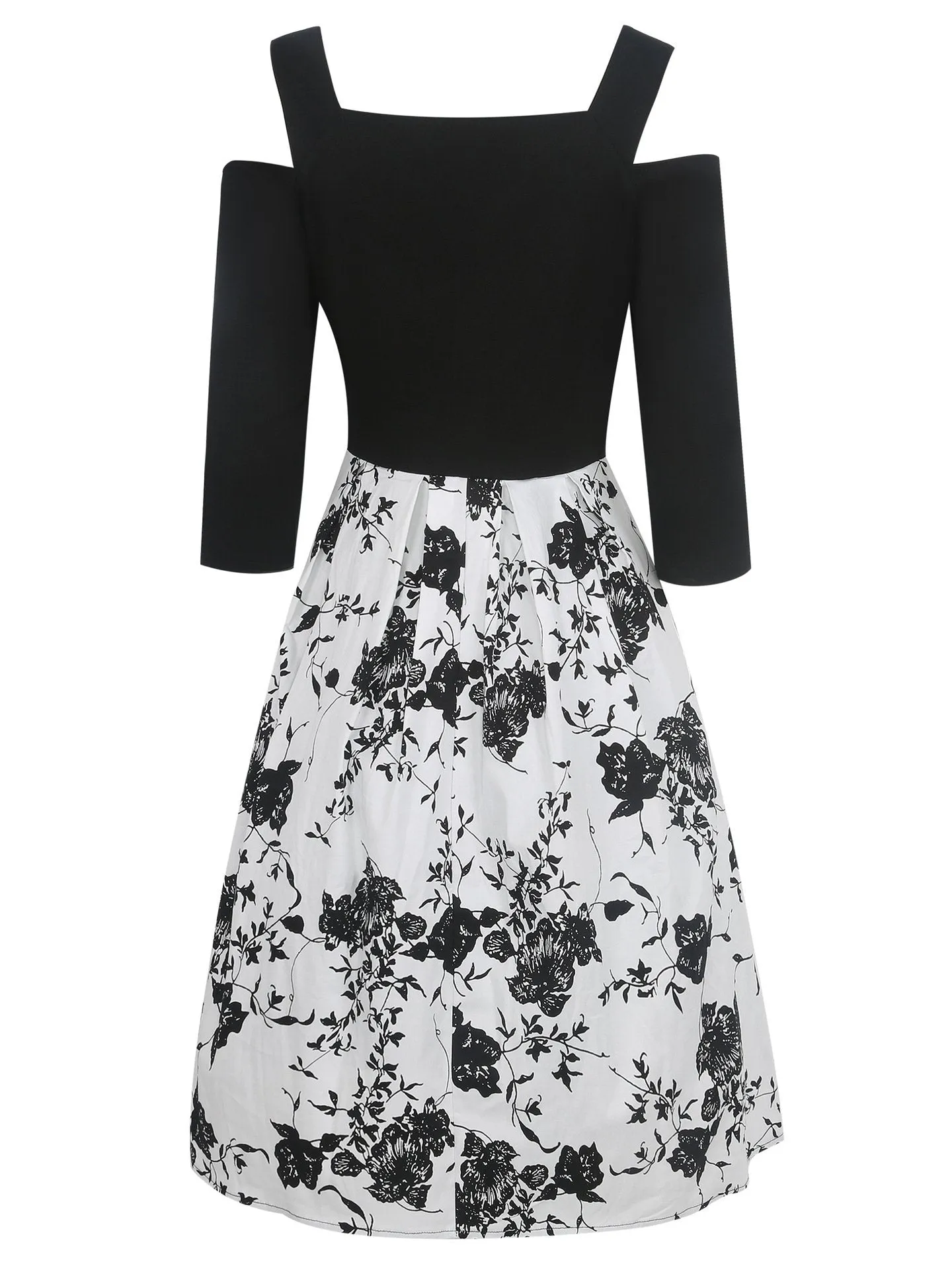 Black & White Floral Cutout Dress