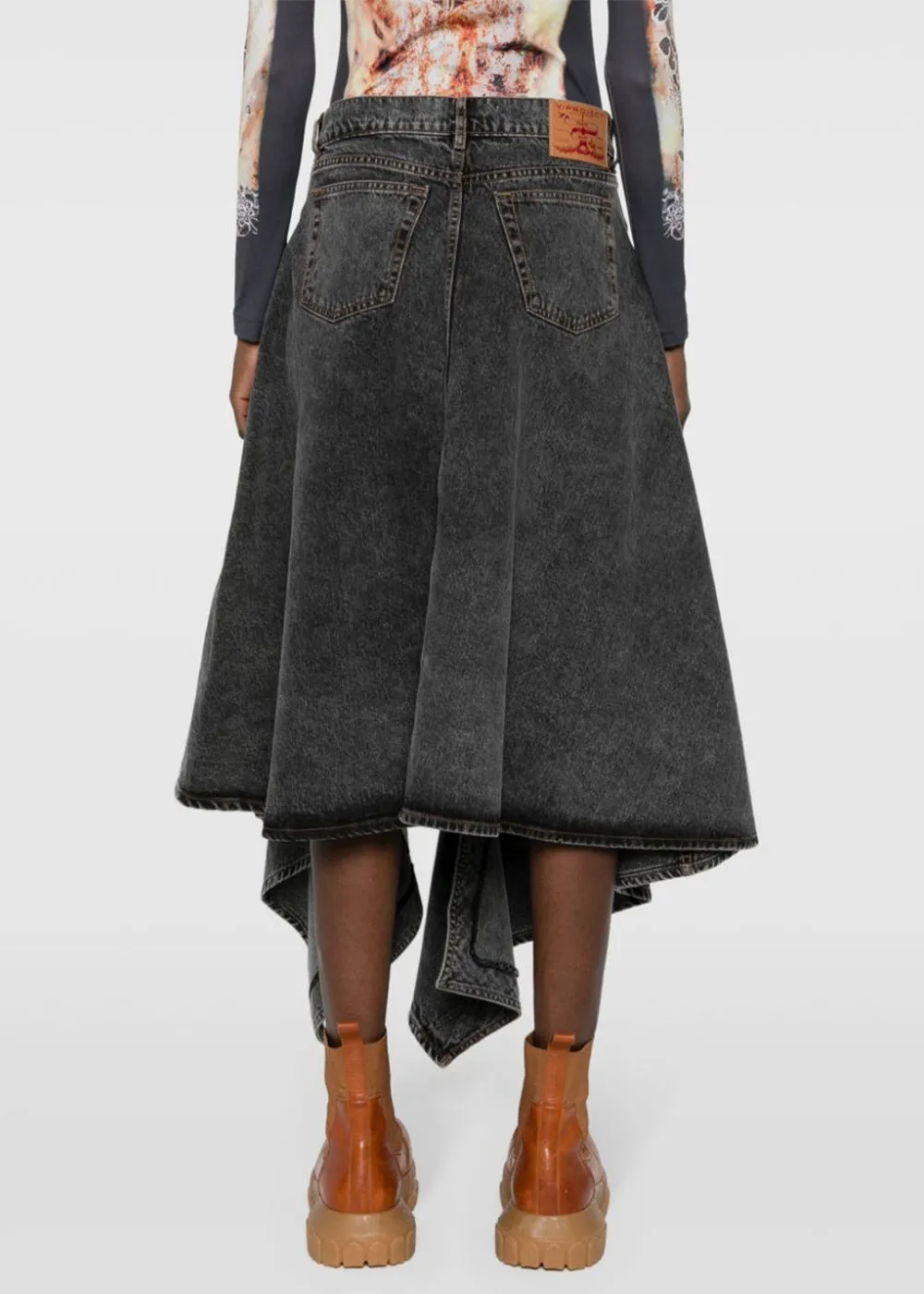 Black Evergreen Cut Out Denim Skirt