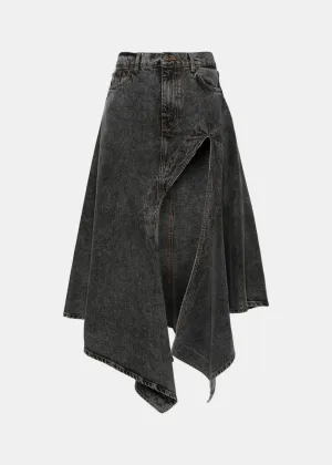 Black Evergreen Cut Out Denim Skirt