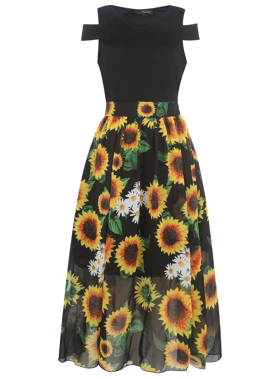 Black Sunflower Contrast Cutout Dress