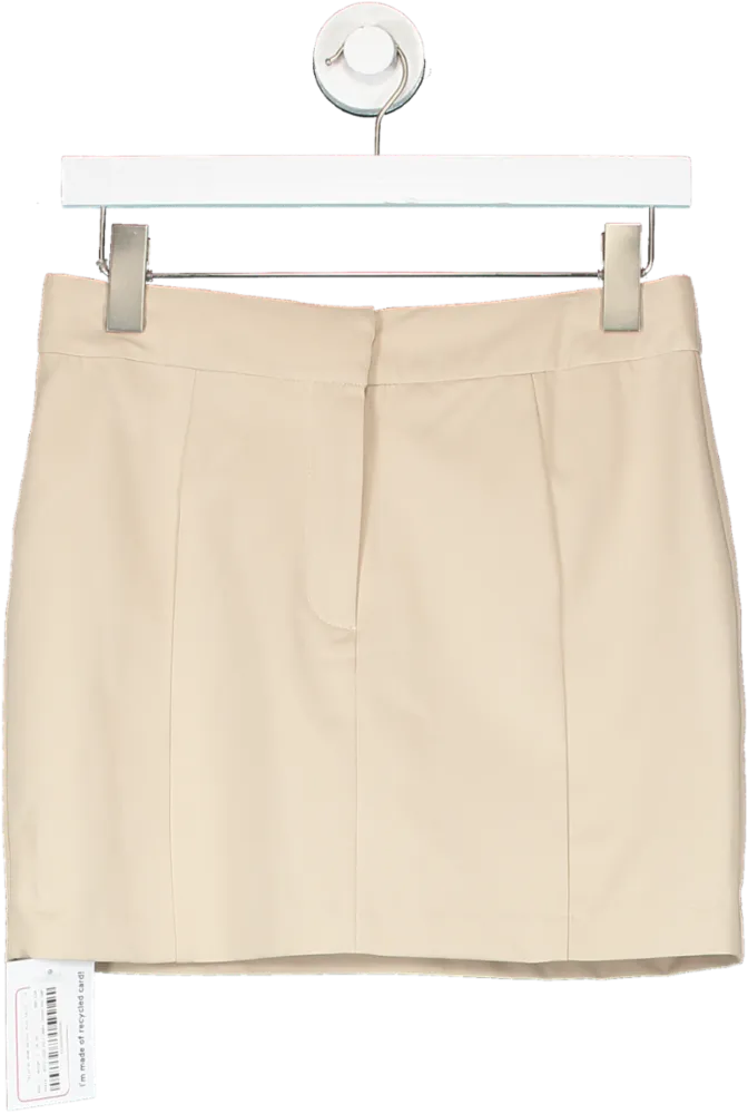 BOA Beige Tailored Seam Detail Mini Skirt UK XS