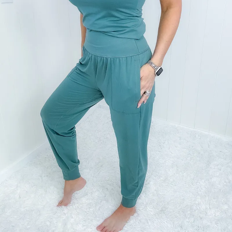 Butter Soft Yoga Joggers in Tidewater Teal