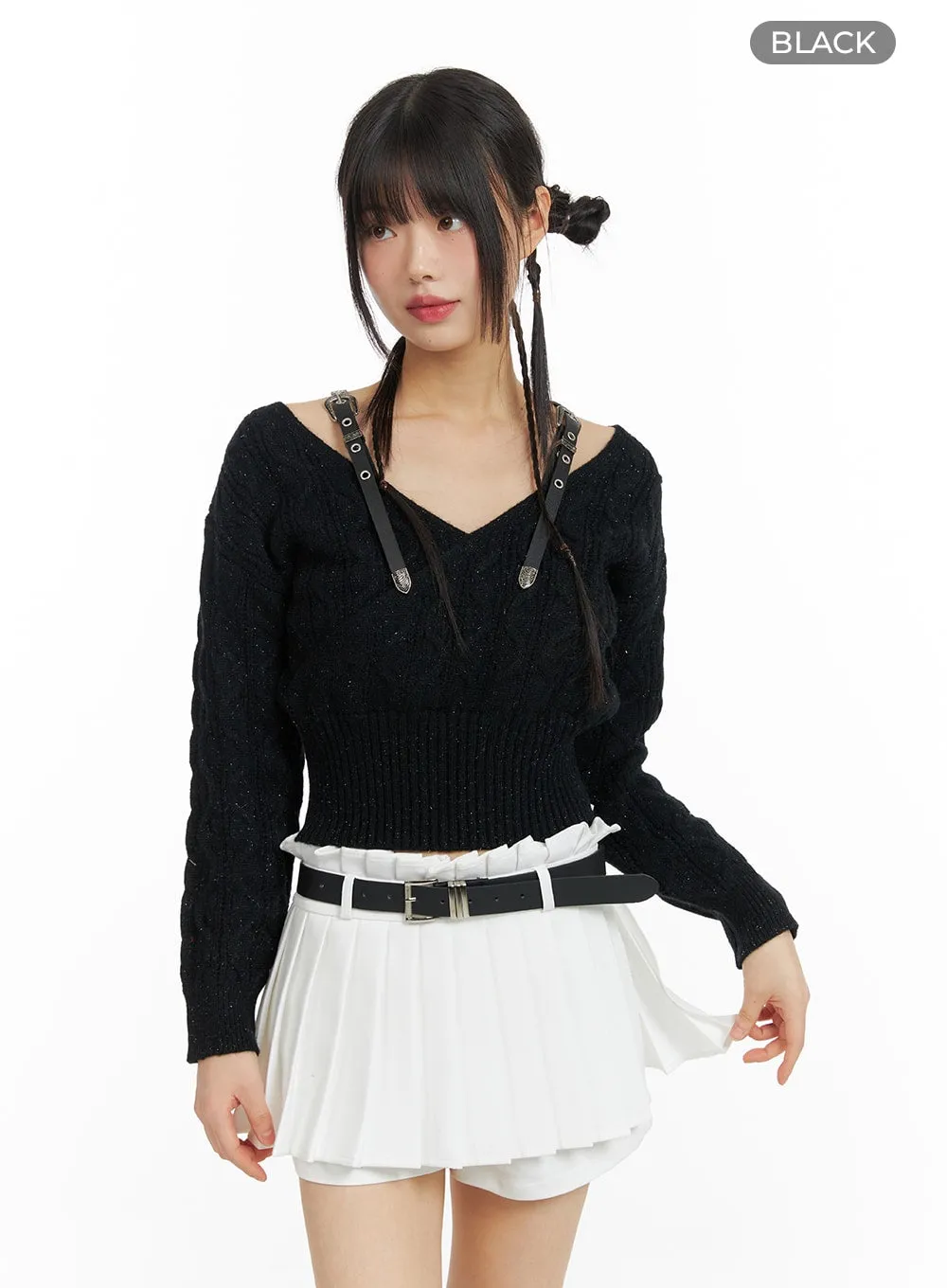 Cable Knit Buckle Sweater CF420