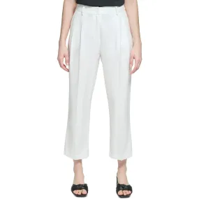 Calvin Klein Womens High Rise Pleated Straight Leg Pants