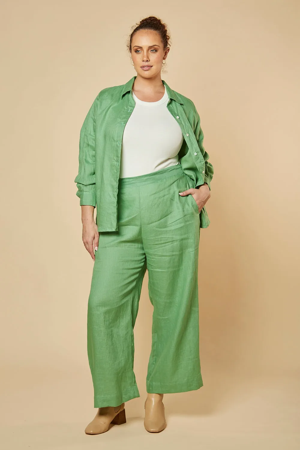 Camille Wide Leg Pant in Jadesheen