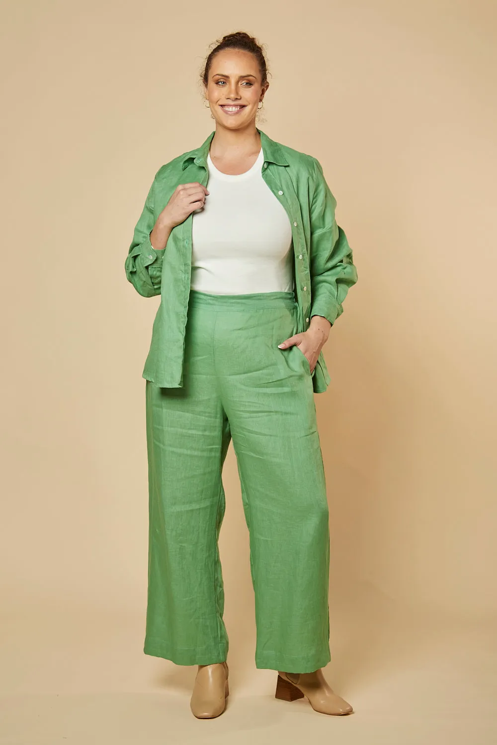 Camille Wide Leg Pant in Jadesheen