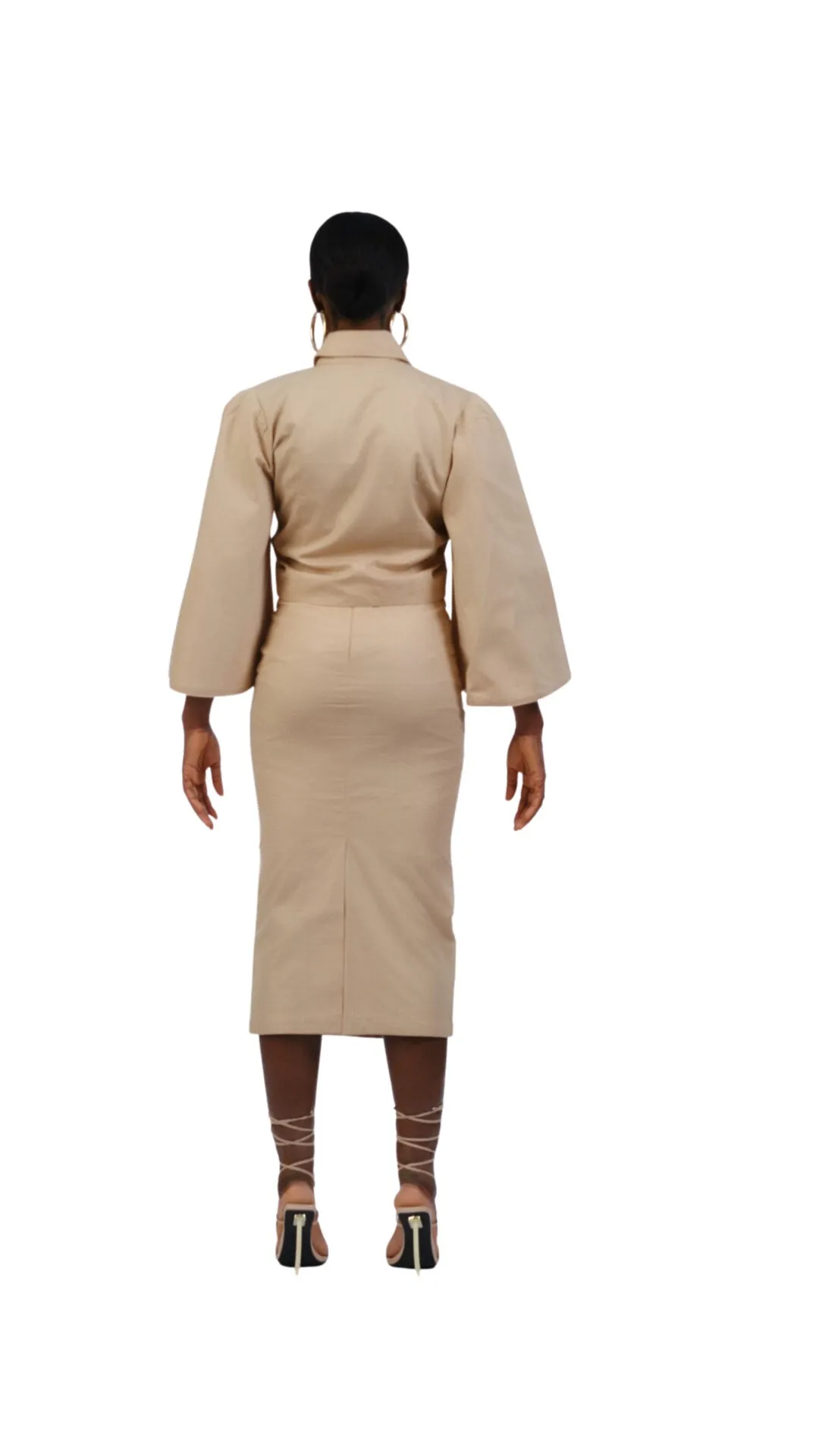 Chic Set - Beige (Midi Skirt   Crop Top)