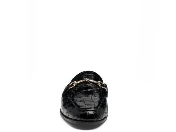 Croc Mules Faux Leather Metallic Buckle