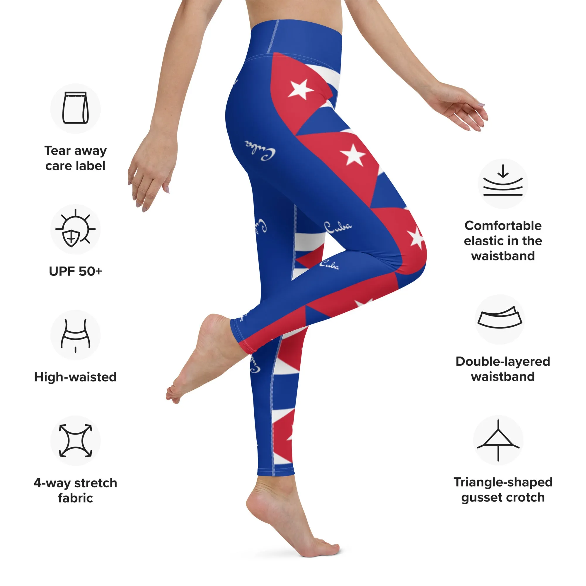 Cuba Flag Yoga Leggings / Workout Leggings / Yoga Leggings With Pocket