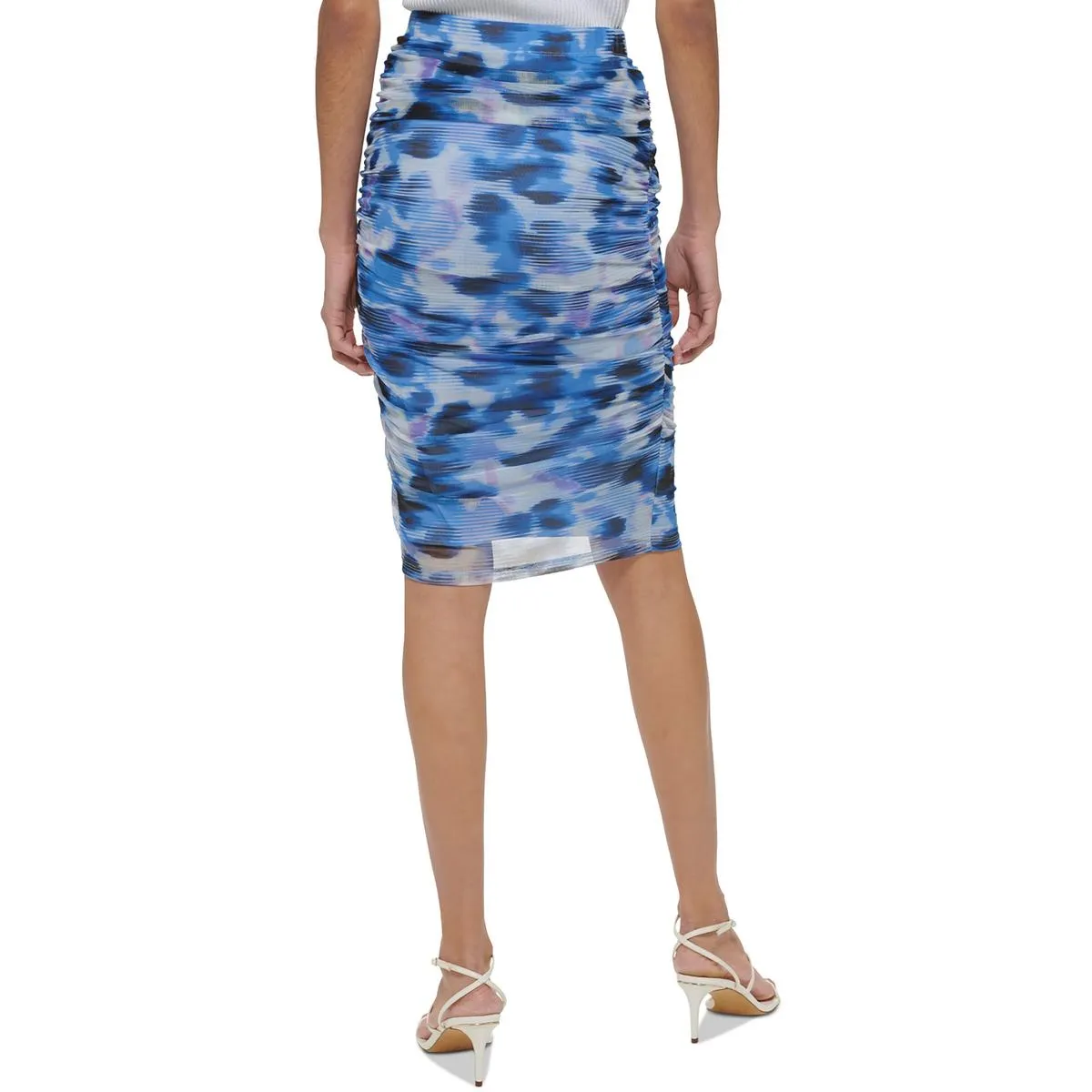 DKNY Womens Printed Midi Pencil Skirt