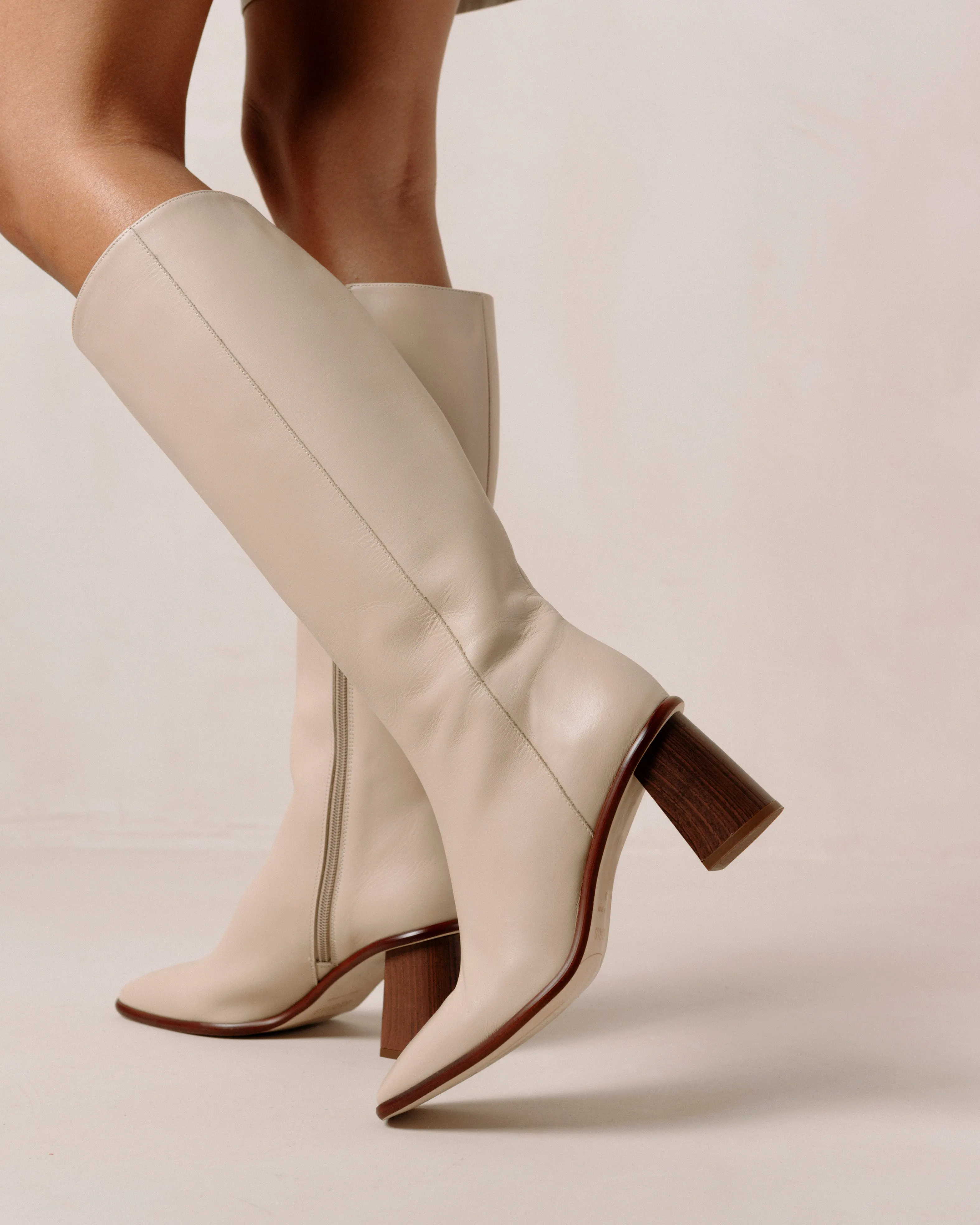 East Stone Beige Leather Boots