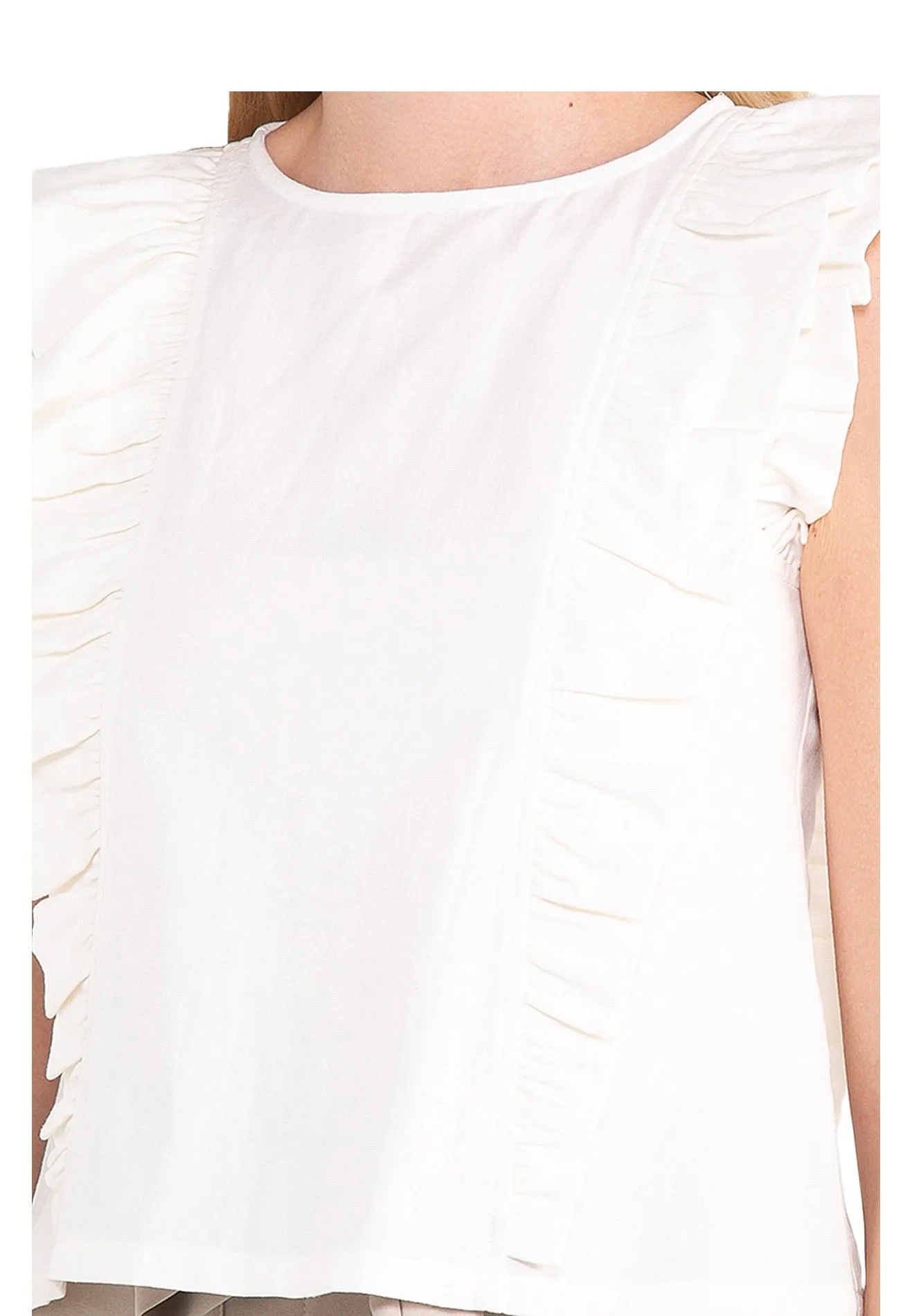 ELLE Apparel Ruffle Pleated Sleeveless Top