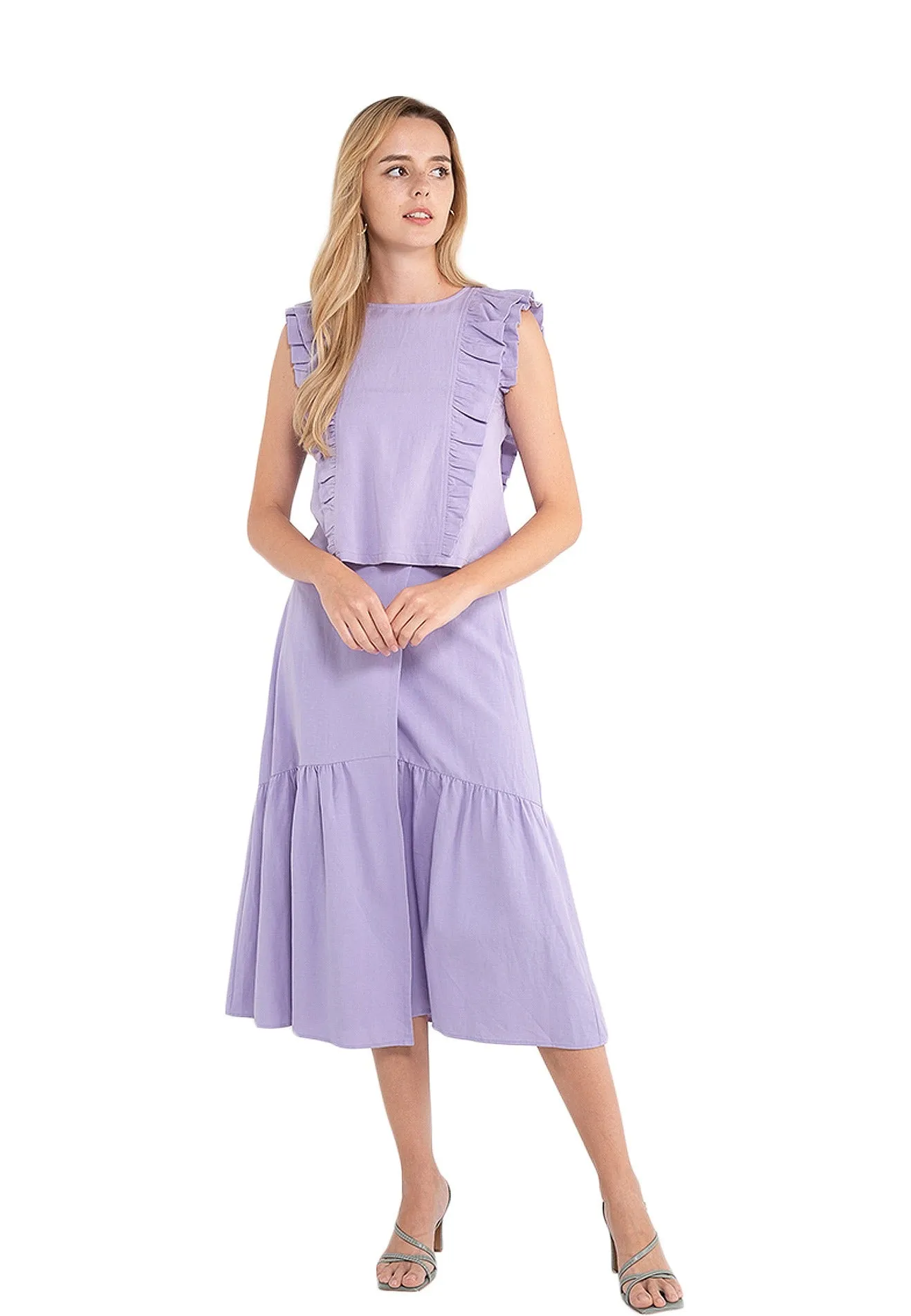 ELLE Apparel Ruffle Pleated Sleeveless Top