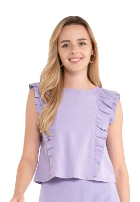 ELLE Apparel Ruffle Pleated Sleeveless Top