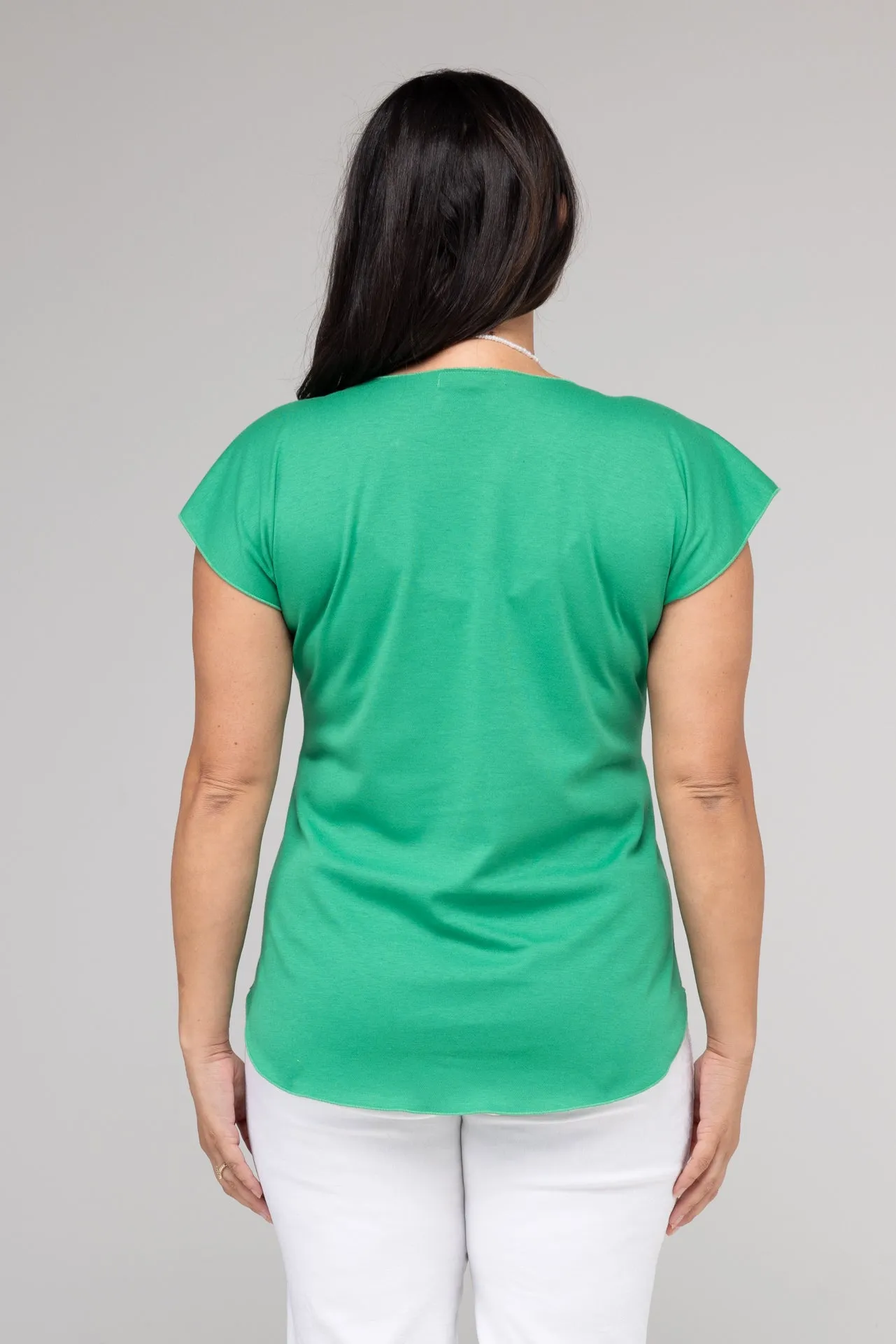 Emerald Short Sleeve Cotton Sports Knit Top