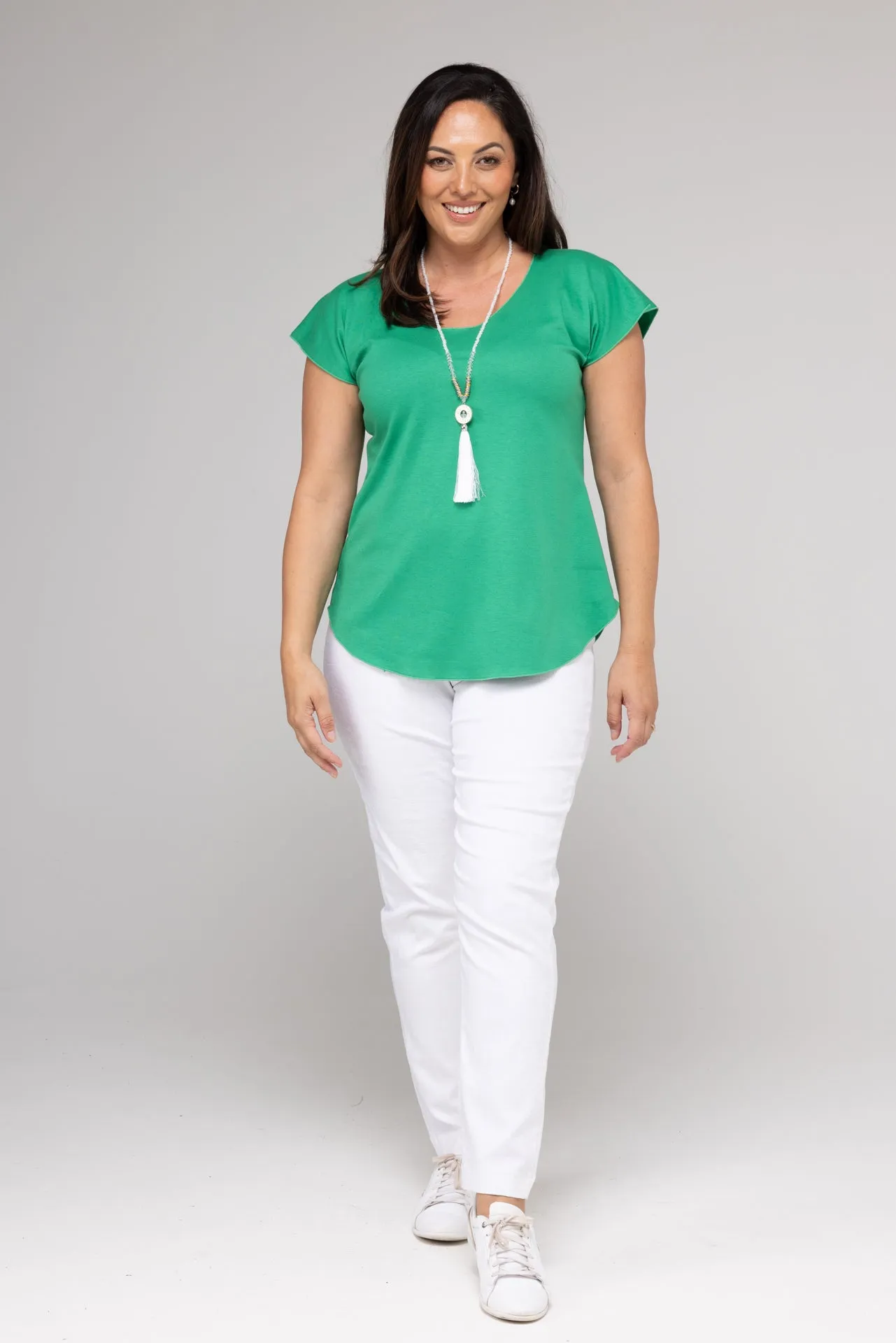 Emerald Short Sleeve Cotton Sports Knit Top