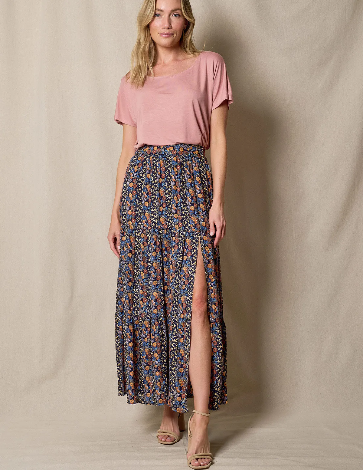 Eva Maxi Skirt - Blue Floral