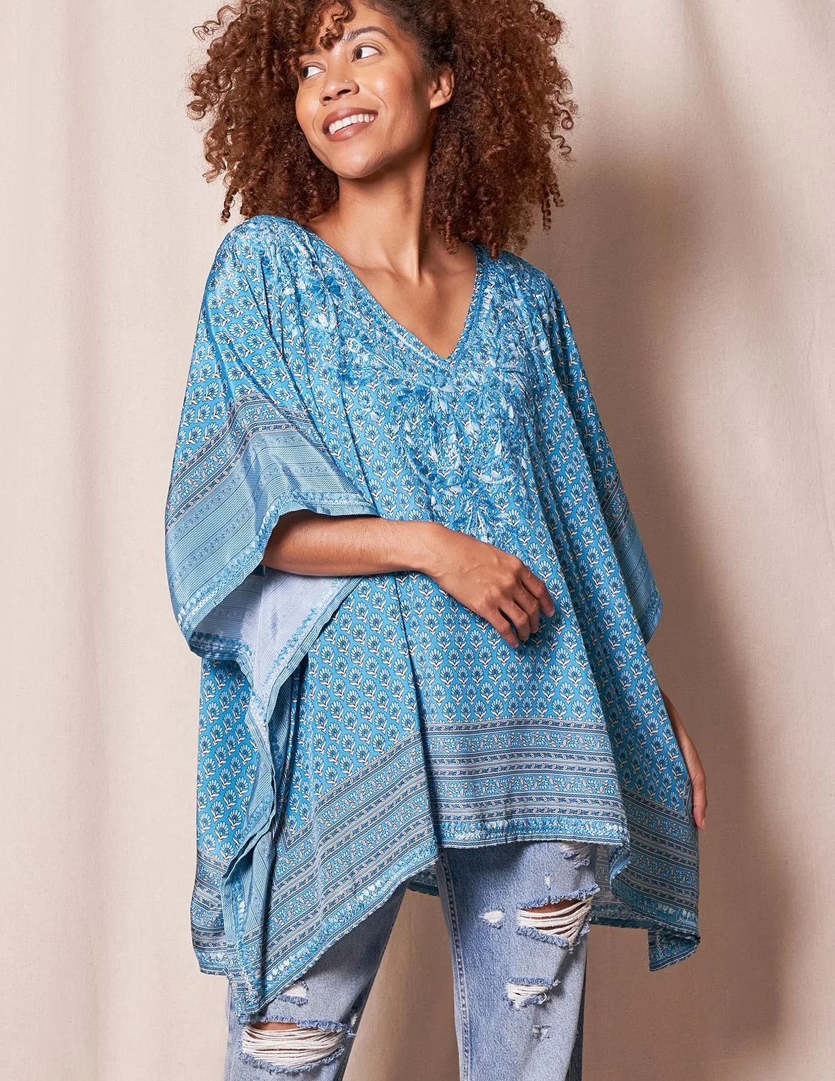 Fair Trade Flowy Tunic - Blue Sky