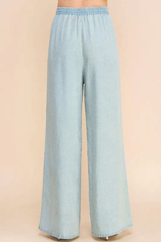 FINAL SALE - Chambray Wide Leg Pants - 2 Colors!