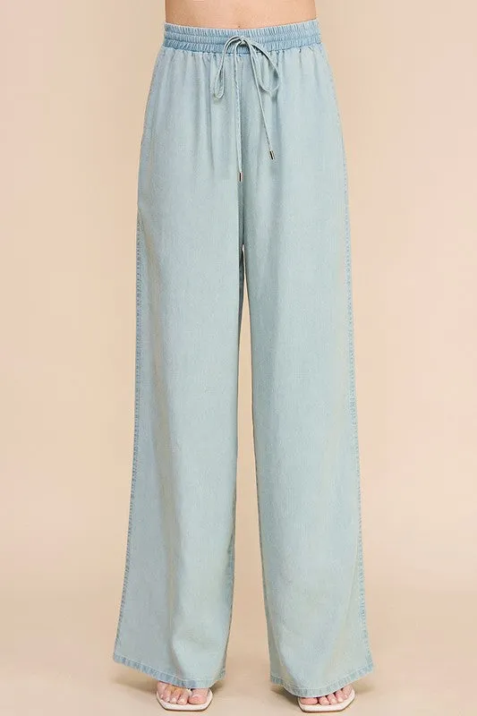 FINAL SALE - Chambray Wide Leg Pants - 2 Colors!