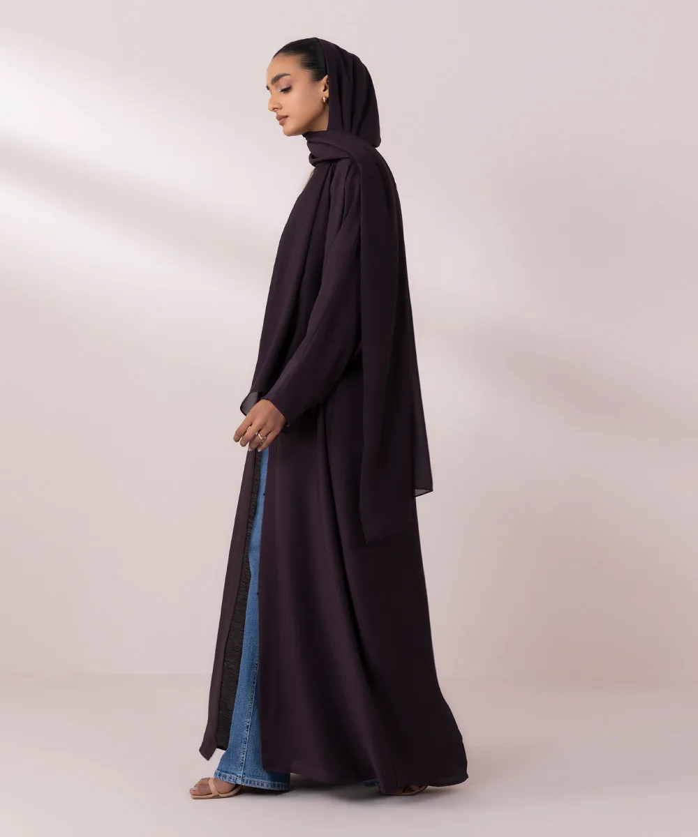 Front Open Crinkle Abaya Set