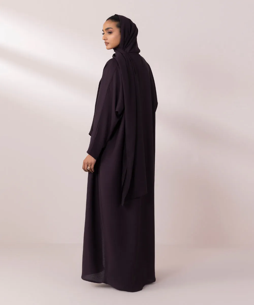 Front Open Crinkle Abaya Set