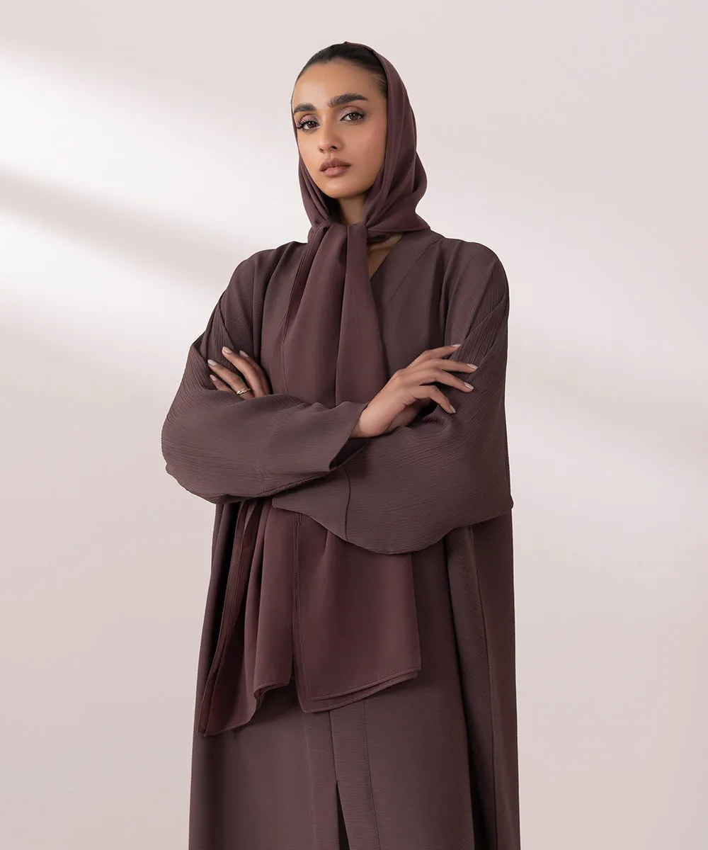 Front Open Crinkle Abaya Set