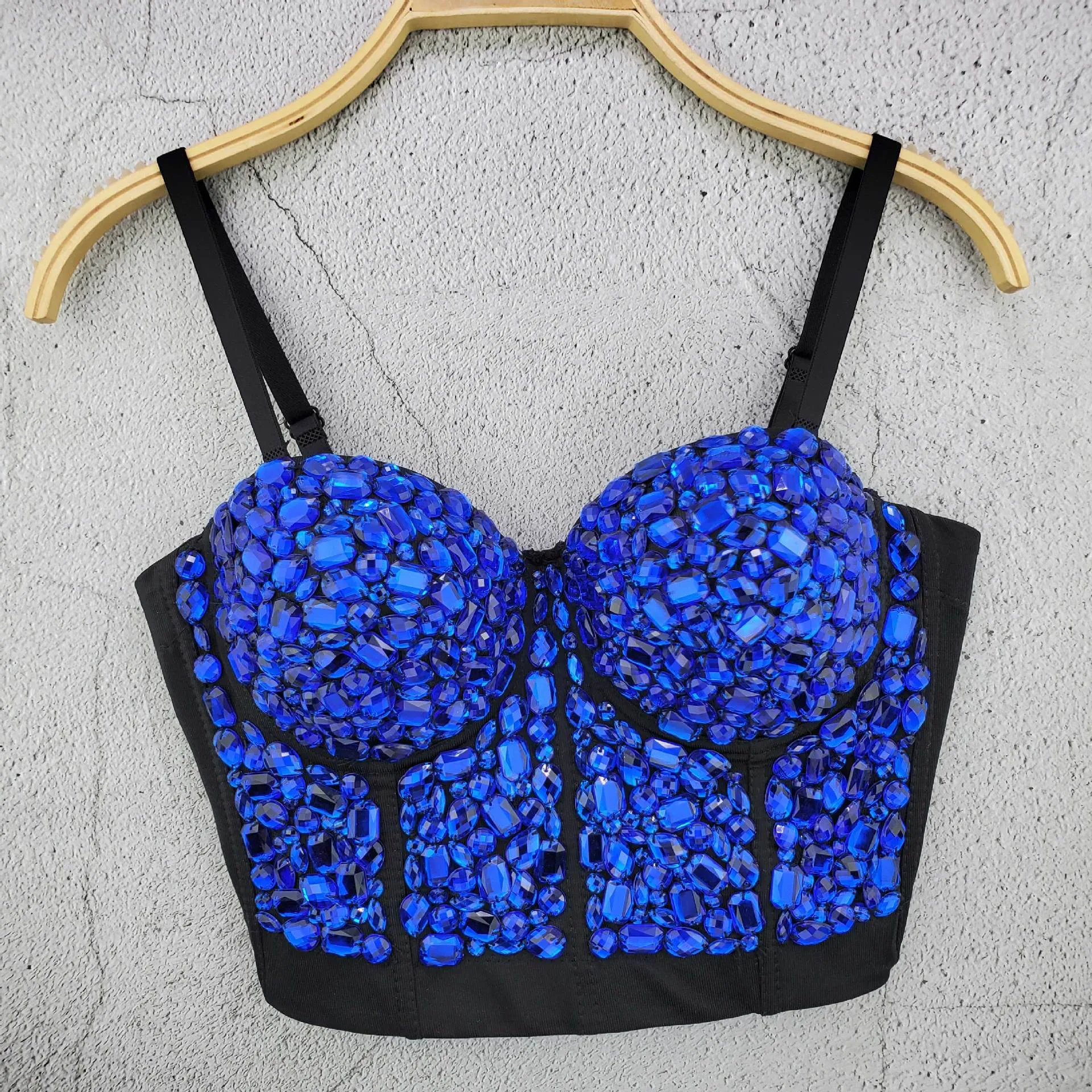 Full Beads Female Corset Top Camis Nightclub Rhinestones Sexy Short Chest Binder Camisole Women Mujer Push Up Tube Bra Debardeur