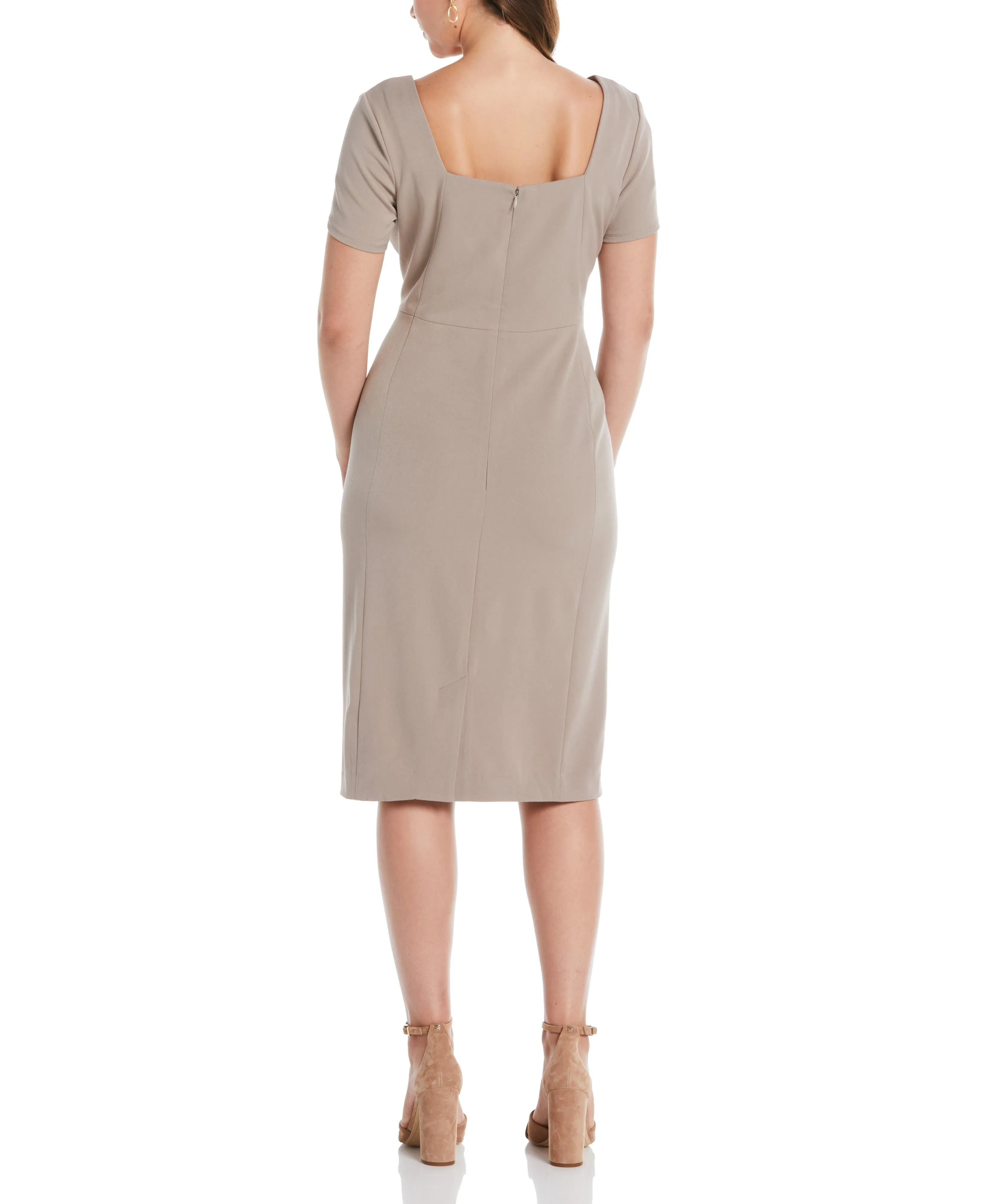 Gabardine Square Neck Dress