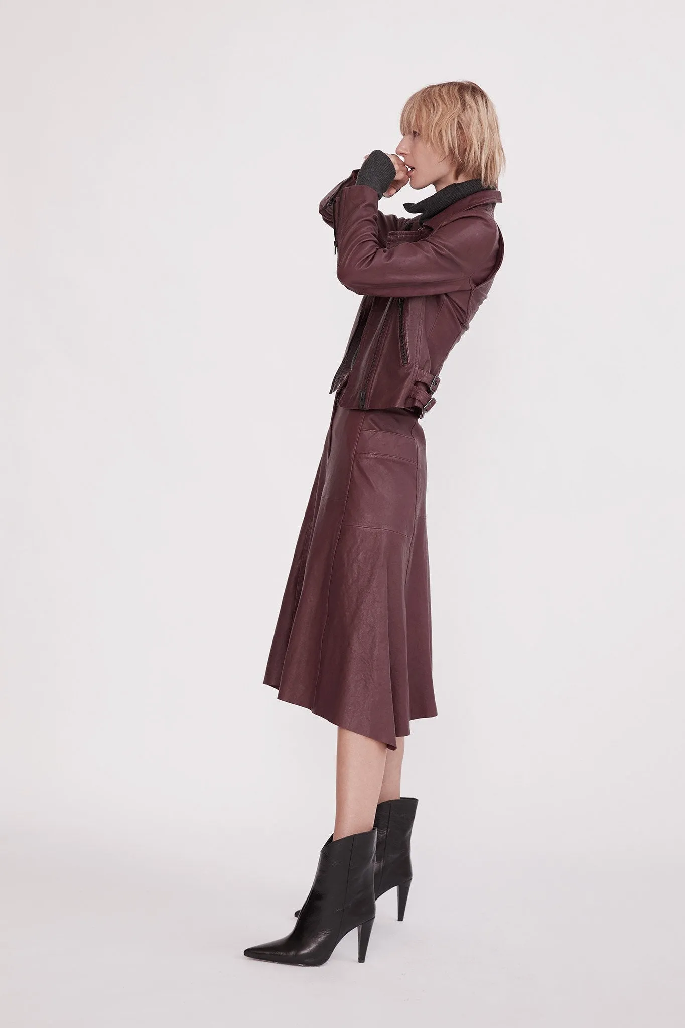 Hudson High-Rise Skirt Shiraz Leather