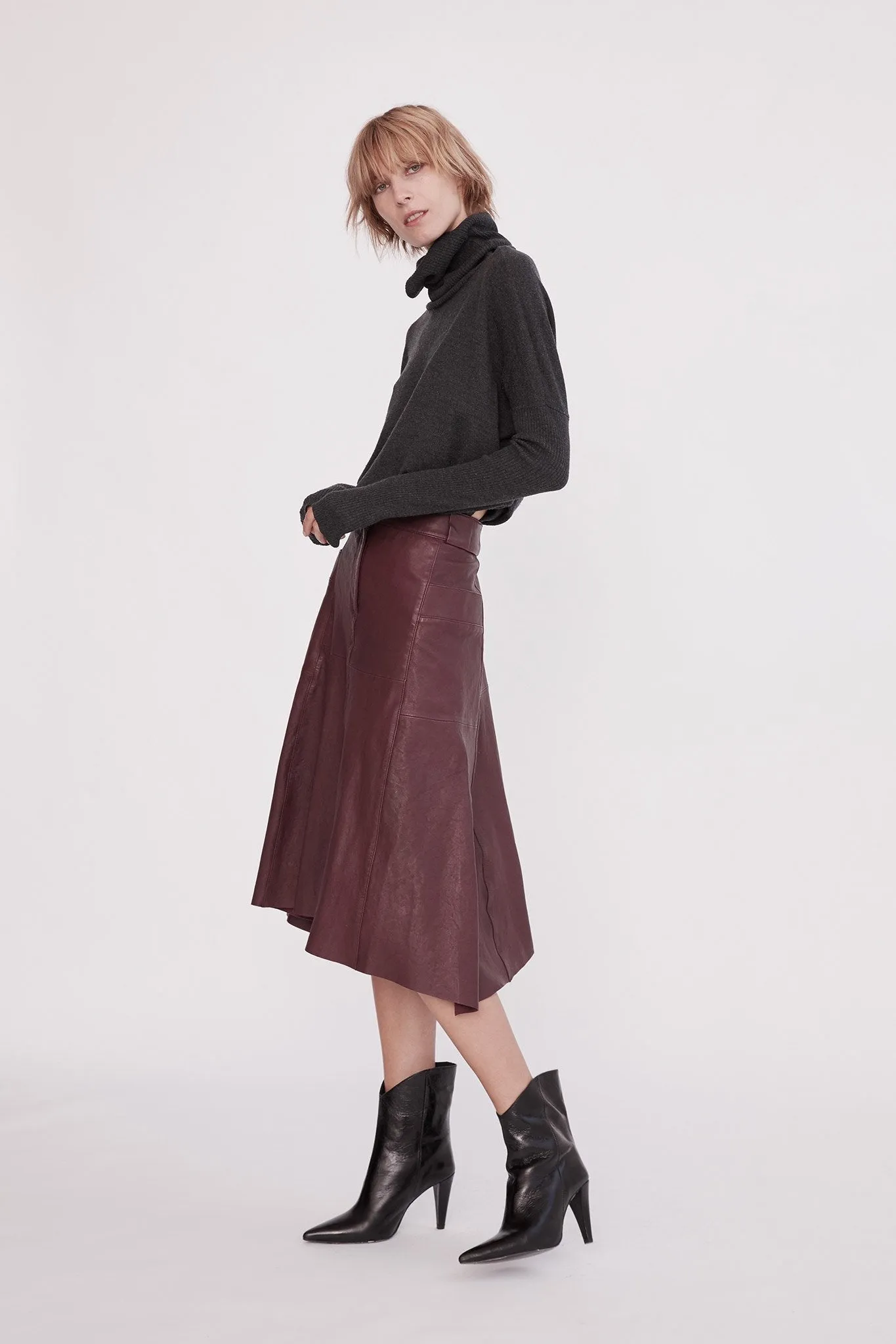 Hudson High-Rise Skirt Shiraz Leather