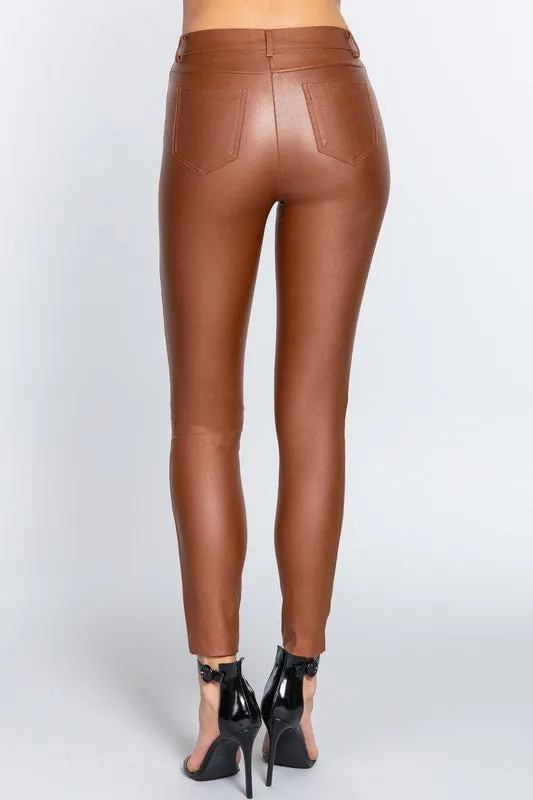 It Girl Pleather Leggings- Camel