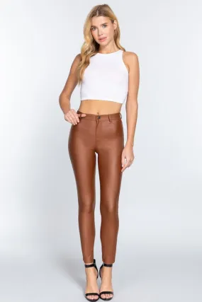 It Girl Pleather Leggings- Camel