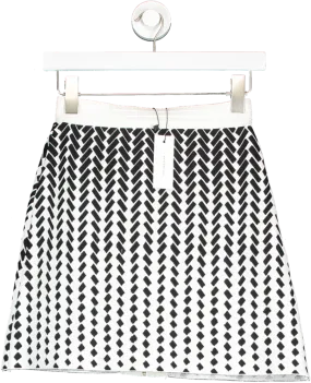 Karen Millen White Faded Geo Jacquard Bandage Knit Skirt UK XS