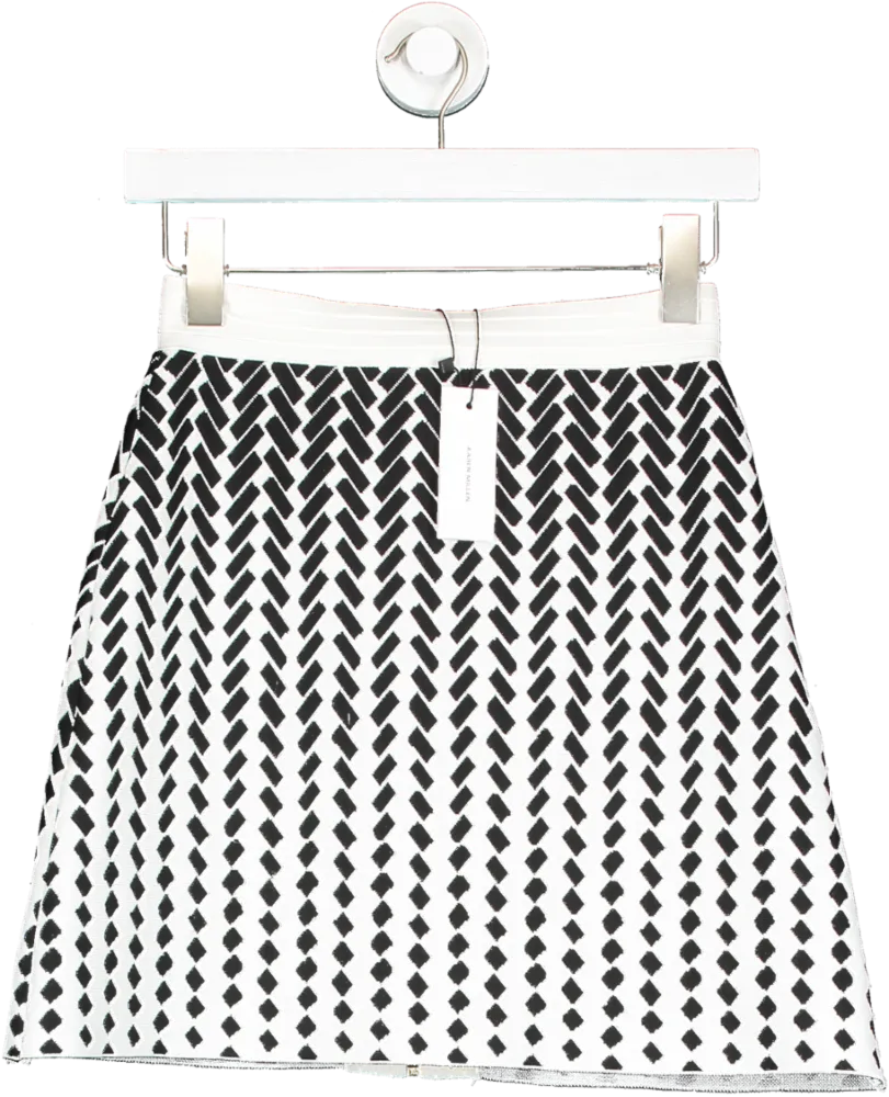 Karen Millen White Faded Geo Jacquard Bandage Knit Skirt UK XS