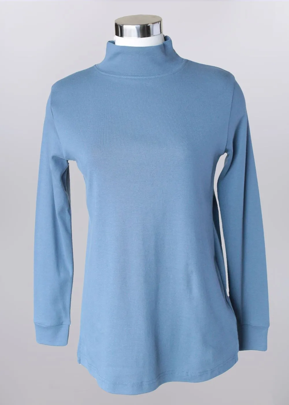 'Keren Hart' Women's Mock Neck Knit Top - Steel Blue