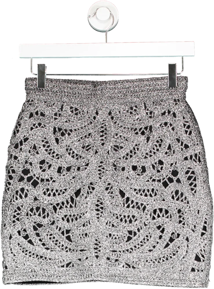 Maje Metallic Thread Open Weave Skirt UK 8