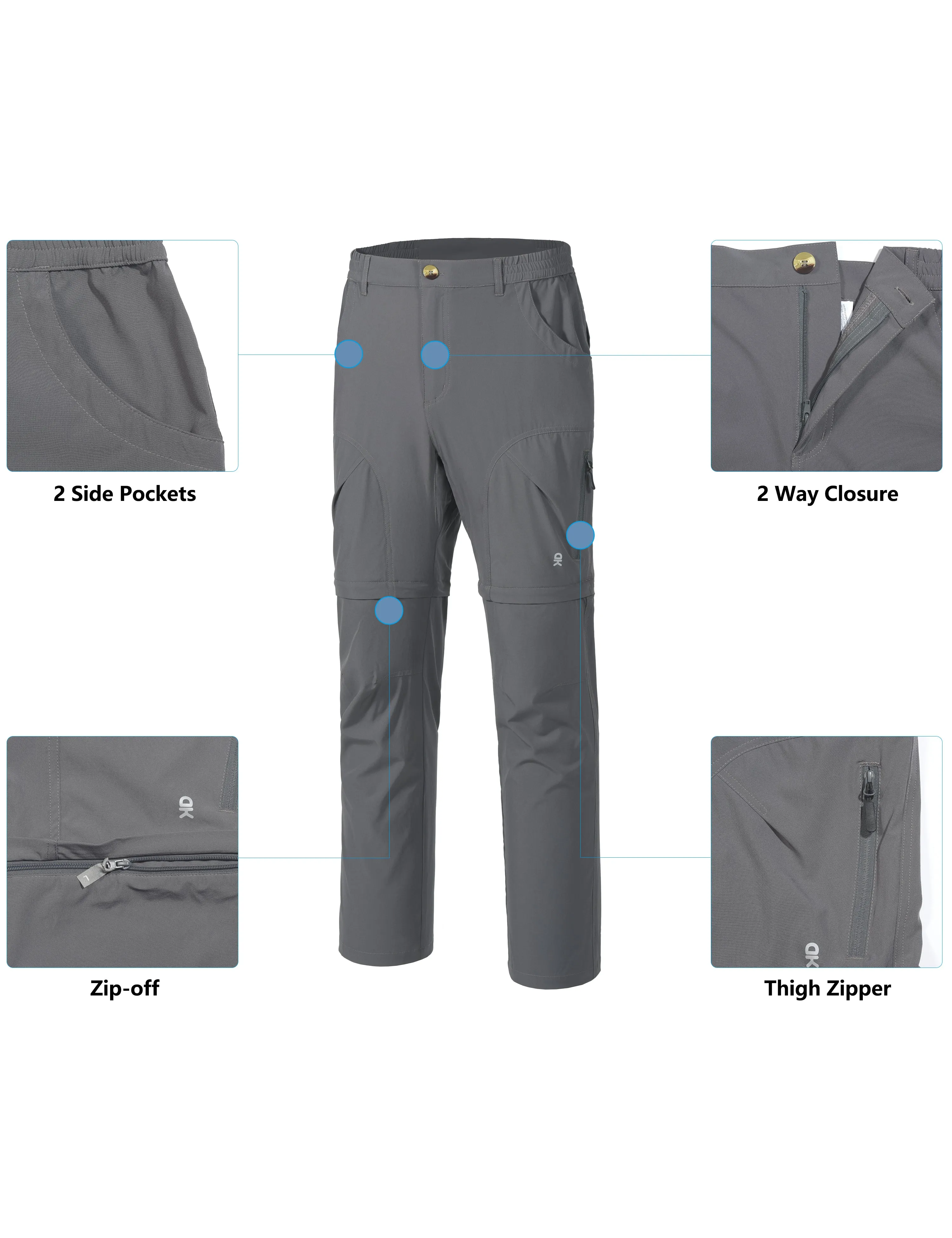 Men's Quick Dry Convertible Camping Zip Off Pants