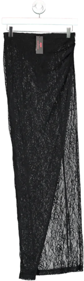 Misspap Black High Waist Lace Maxi Skirt UK 8